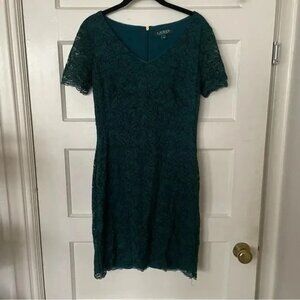 Ralph Lauren Dark Green Lace Dress Size 6